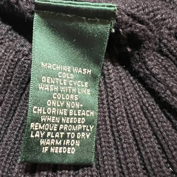 LRL Black Cable Knit Sweater Fisherman Preppy Academia Money Ivy League Large - Picture 8 of 8